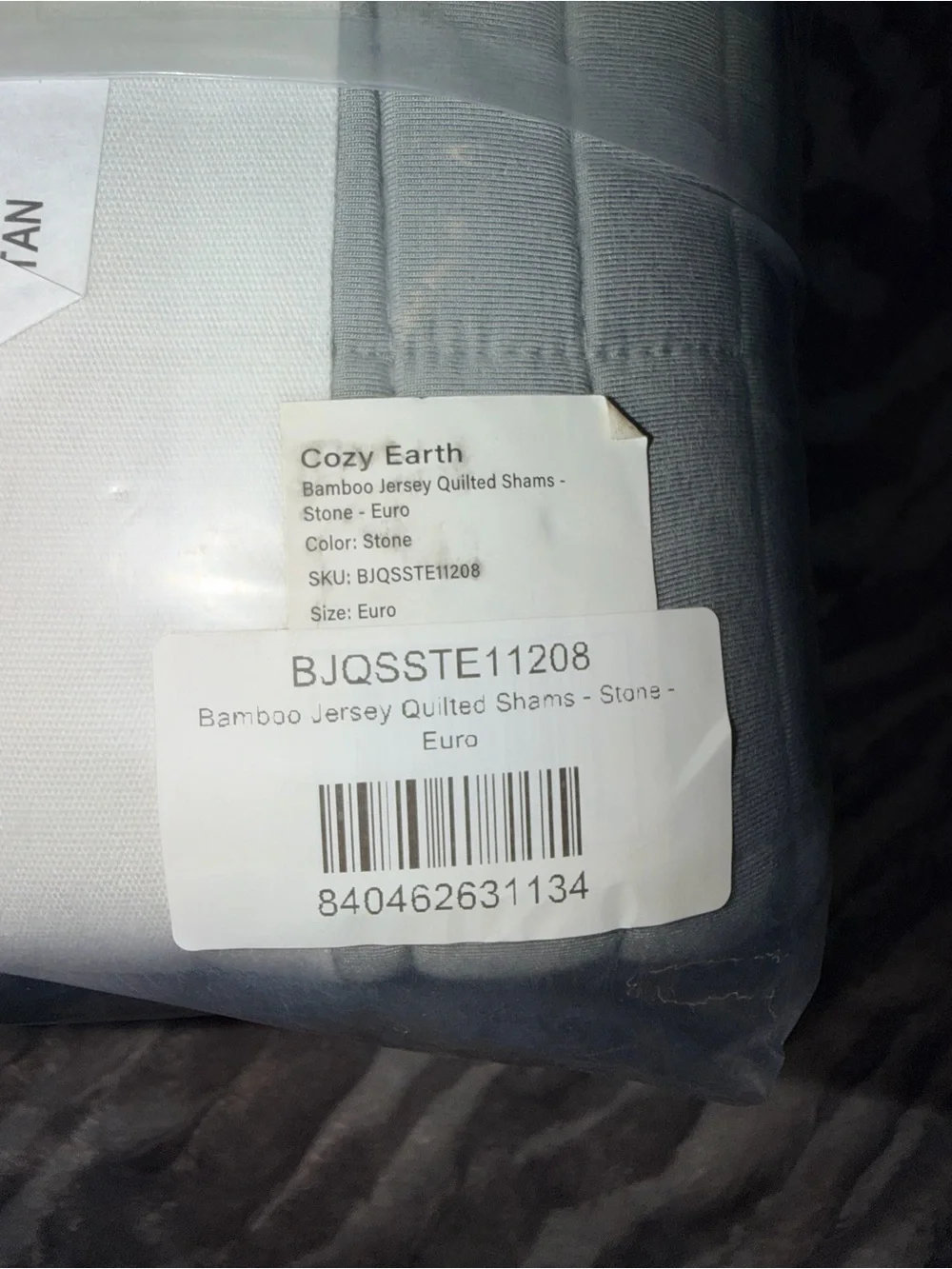 Cozy Earth Quilted Pillow Shama set of 2- Soft Light Gray Home Bedding